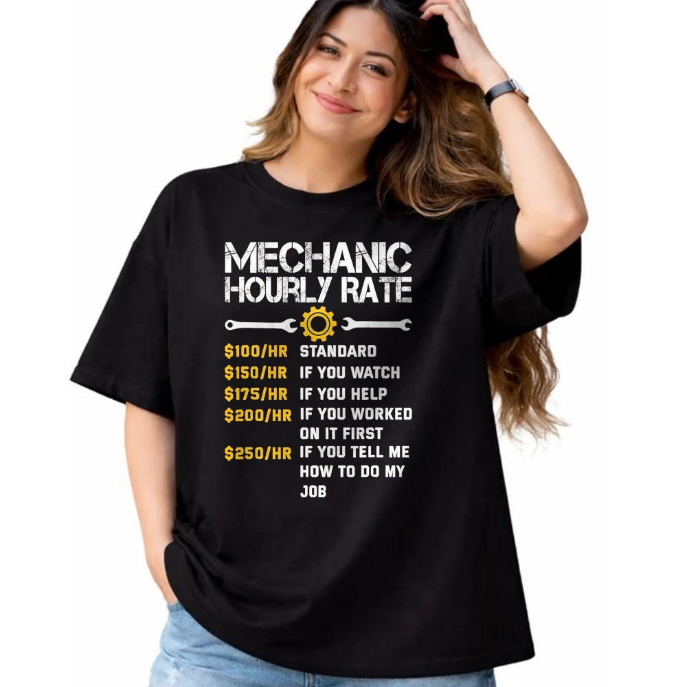 Best Mechanic Life Shirt, Funny Mechanic UnisexT-Shirt/Hoodie/Sweatshirt HLT00 - Mechanic Hourly Rate Funny Mechanics Labor Rates Men T-Shirt, Men, Black, Large