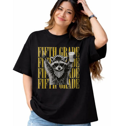 Best Teacher Shirt, Funny Teacher UnisexT-Shirt/Hoodie/Sweatshirt HLT00 - Funny Fifth Grade Teacher Feral Raccoon Back to School T-Shirt, Men, Black, 3X-Large