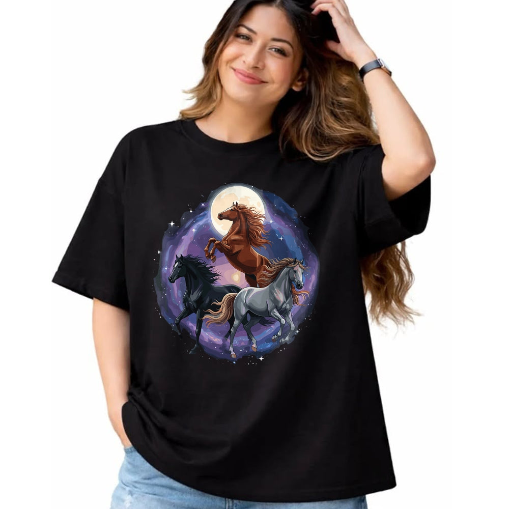 Best Horse Lover Shirt , Funny Horse UnisexT-Shirt/Hoodie/Sweatshirt HLT00 - Three Moon Funny Horse Shirt Space Galaxy Horses Graphic T-Shirt
