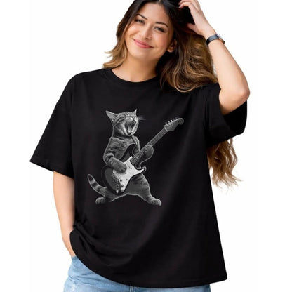 Guitar Lover Shirt, Funny Guitar UnisexT-Shirt/Hoodie/Sweatshirt HLT00 - Funny Cat Playing Guitar Rock and Roll Gifts Men Women Kid T-Shirt