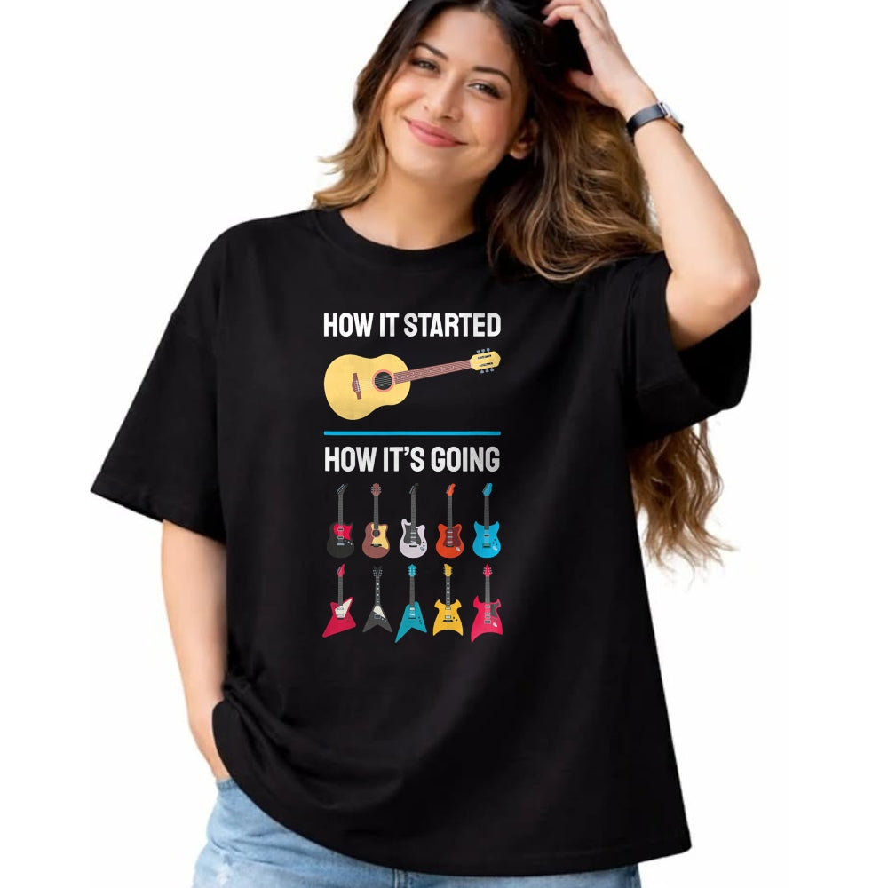 Guitar Lover Shirt, Funny Guitar UnisexT-Shirt/Hoodie/Sweatshirt HLT00 - How It Started Guitar Collection Musician Humor T-Shirt