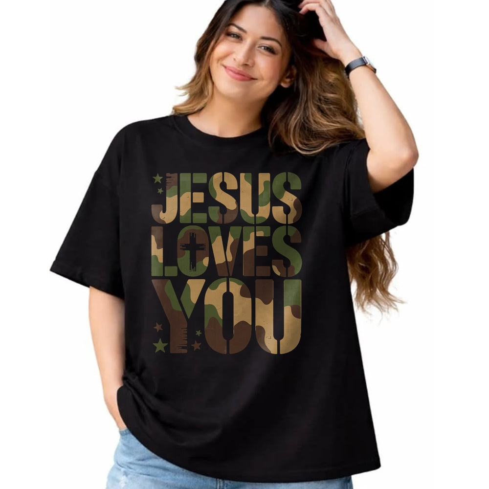 Best Thanksgiving Family Shirt , Funny Thanksgiving UnisexT-Shirt/Hoodie/Sweatshirt HLT00 - Camo Jesus Loves You Camouflage Christian Saying Religious T-Shirt