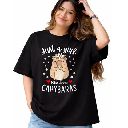 Cute Capybara Shirt, Funny Capybara Unisex T-Shirt/Hoodie/Sweatshirt HLT00 - Just a Girl Who Loves Capybaras Cute Rodent Animal Capybara T-Shirt