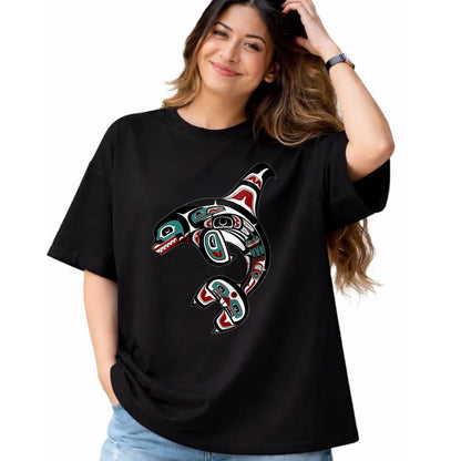 Native American T-Shirts, Vintage Native American Unisex T-Shirt/Hoodie/Sweatshirt HLT00 - Orca Killer Whale Pacific Northwest Alaska Native American