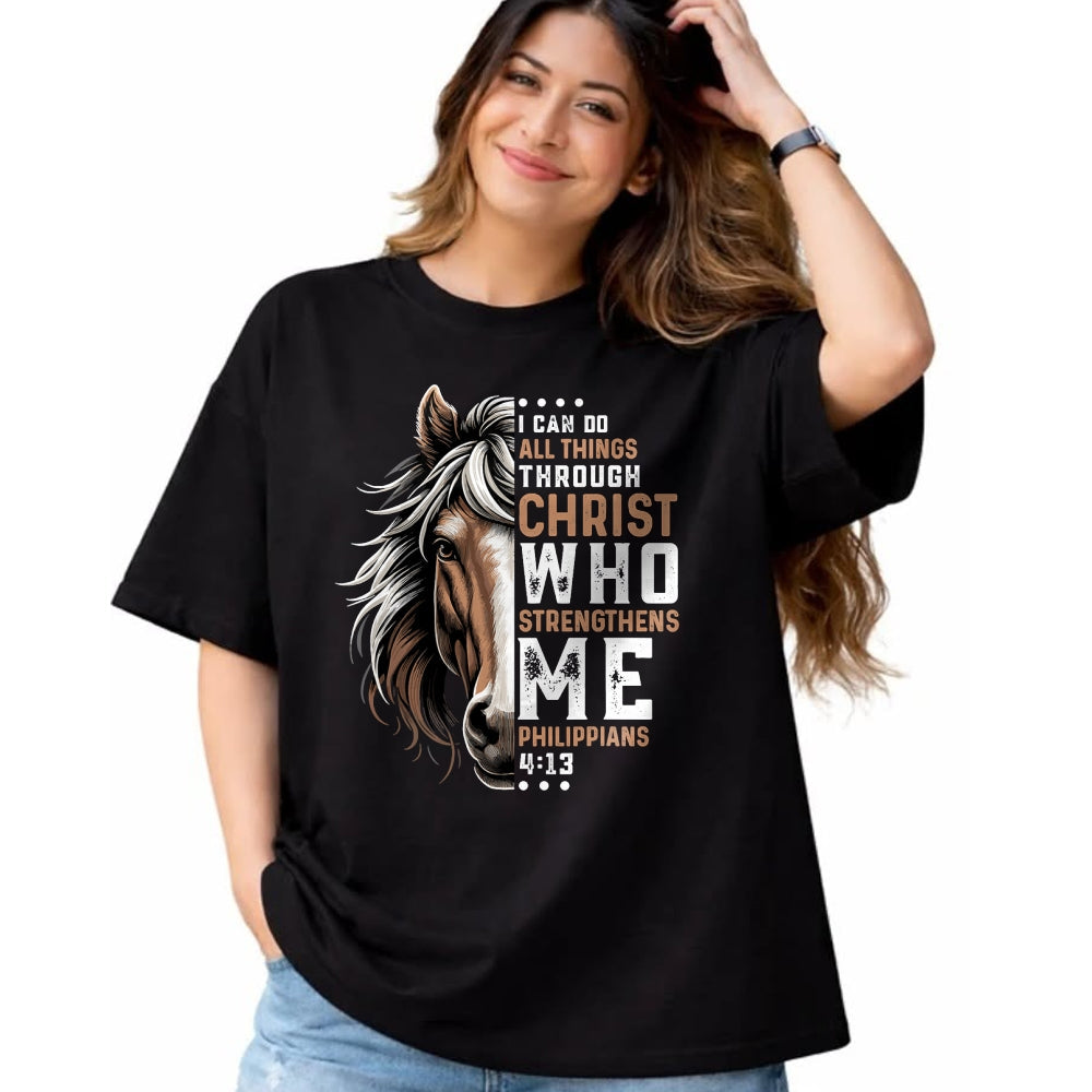 Best Horse Lover Shirt , Funny Horse UnisexT-Shirt/Hoodie/Sweatshirt HLT00 - I Can Do All Things Through Christ Horse Inspirational T-Shirt