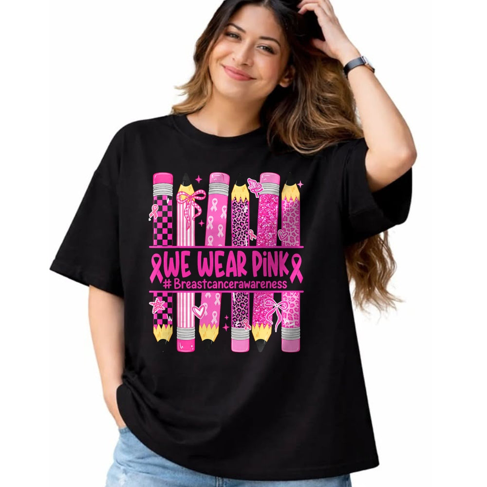 Best Teacher Shirt, Funny Teacher UnisexT-Shirt/Hoodie/Sweatshirt HLT00 - in October We Wear Pink Breast Cancer Awareness Teacher Kids T-Shirt