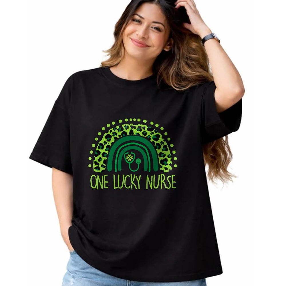 Funny Nurse Shirt, Nurse Unisex T-Shirt/Hoodie/Sweatshirt HLT00 - One Lucky Nurse Scrub RN ICU ER St Patricks Day Nurses Women T-Shirt