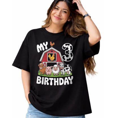 Best Farmer Life Shirt, Funny Farmer UnisexT-Shirt/Hoodie/Sweatshirt HLT00 - Kids Three 3yr 3rd Birthday Farm Animals 3 Year Old Boys Girls T-Shirt