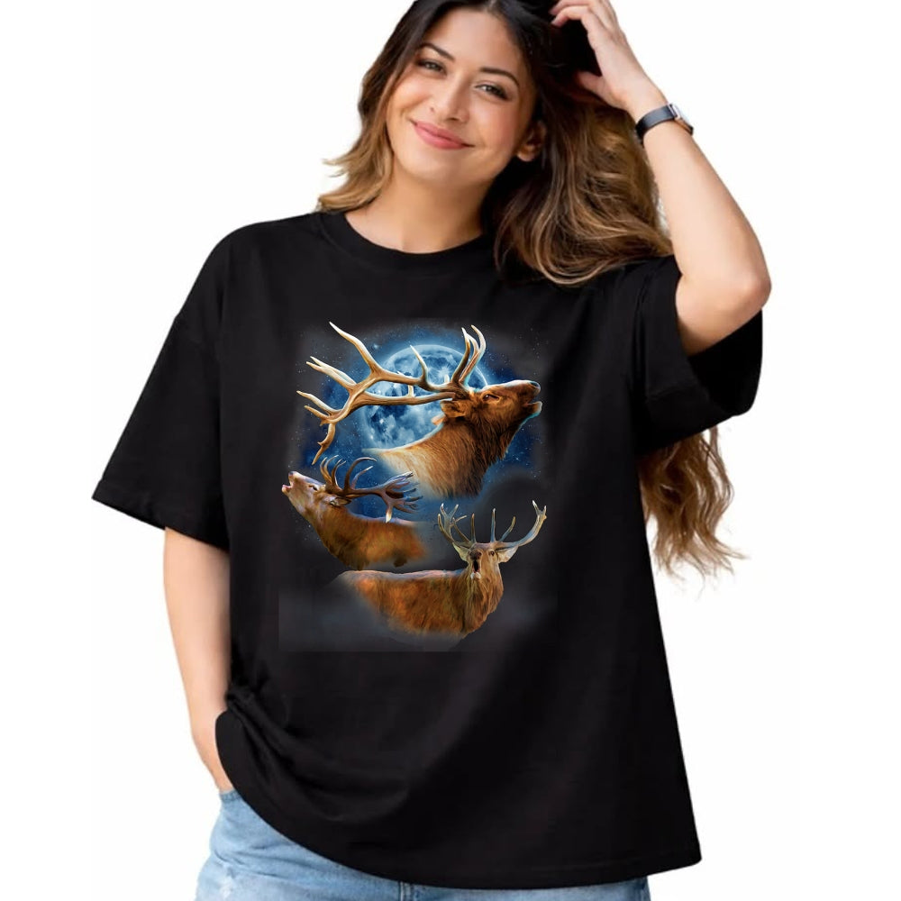 Funny Hunting Shirt, Gift For Hunting Lover Unisex T-Shirt/Hoodie/Sweatshirt HLT00 - Funny Elk Hunting T-Shirt - Elk Howling at the Moon