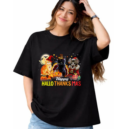 Cat Love Shirt, Funny Cat Lover Gift UnisexT-Shirt/Hoodie/Sweatshirt HLT00 - Hallo Thanks Mas Shirt Halloween Cat Love Thanksgiving Xmas T-Shirt for Men Women Kids