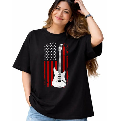 Guitar Lover Shirt, Funny Guitar UnisexT-Shirt/Hoodie/Sweatshirt HLT00 - Guitar American US Flag Music Player Electric Guitarist Gift T-Shirt