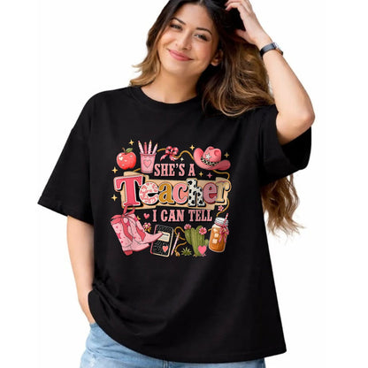 Best Teacher Shirt, Funny Teacher UnisexT-Shirt/Hoodie/Sweatshirt HLT00 - Shes A Teacher I Can Tell Western Classroom Art T-Shirt