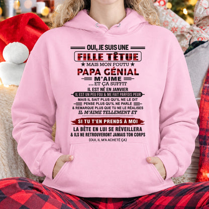 JANVIER - Oui, je suis une fille têtue – T-shirt | Cadeau d’anniversaire de papa pour sa fille - ccdi01 / fr01 (SKU2610-60-01)