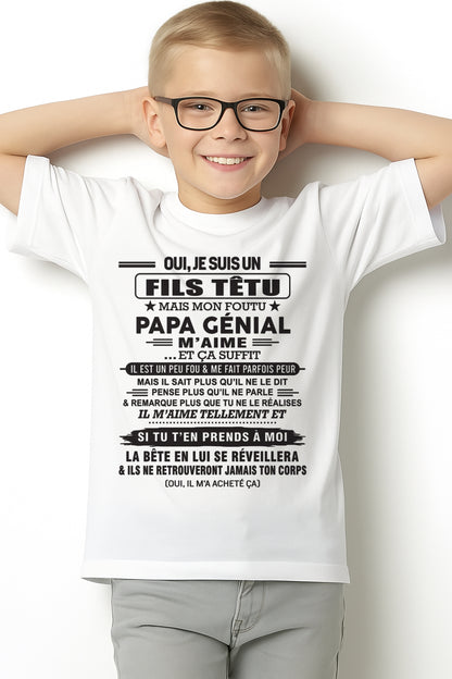 Oui, je suis un garçon têtu – T-shirt | Cadeau d’anniversaire de papa pour son fils - ccdi00 / fr00 (SKU12-260-00)