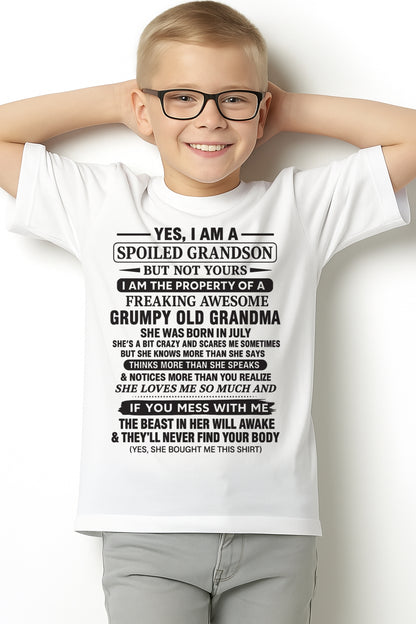 Yes I’m A Stubborn Grandson T-Shirt – Birthday Gift From July Grandma / Woman - ccdi07 (SKU10-171-07)