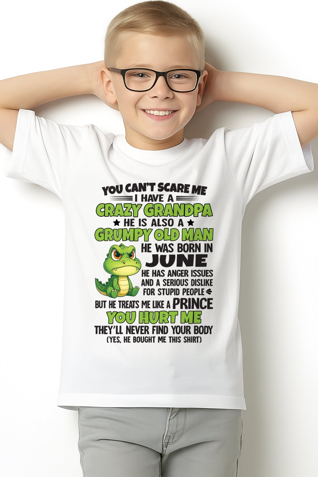 Gift for Grandson ccdi06 - You Can’t Scare Me I Have A Crazy Grandpa T-Shirt - Birthday Gift From June Grandpa / Man - (SKU09-121-06)