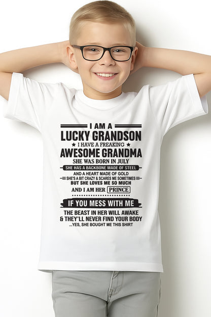 I Am A Lucky Grandson T-Shirt – Birthday Gift From July Grandma / Woman - ccdi07 (SKU11-29-07)