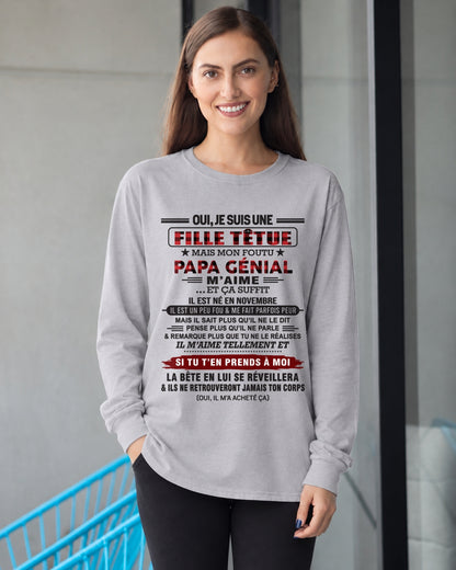 NOVEMBRE - Oui, je suis une fille têtue – T-shirt | Cadeau d’anniversaire de papa pour sa fille - ccdi11 / fr11 (SKU2610-60-11)