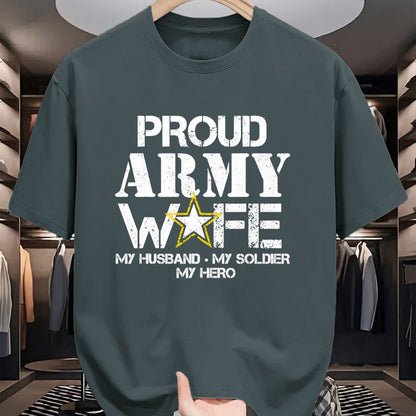 Best Wife Shirt, Wife and Husband Unisex T-Shirt/Hoodie/Sweatshirt HLT00 - Gift for wife T shirt, lucky wife   Proud Army Wife T Shirt for Military Wife My Soldier My Hero T-S