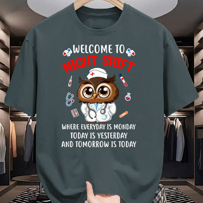 Funny Nurse Shirt, Nurse Unisex T-Shirt/Hoodie/Sweatshirt HLT00 - Owl Night Shift Funny Nurse Nursing Rn Lpn Cna For Men Women T-Shirt