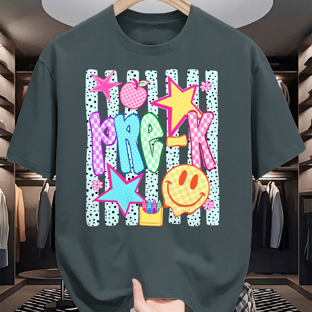 Best Teacher Shirt, Funny Teacher UnisexT-Shirt/Hoodie/Sweatshirt HLT00 - Back to School Colorful Pre K Checkered Girl Teacher T-Shirt