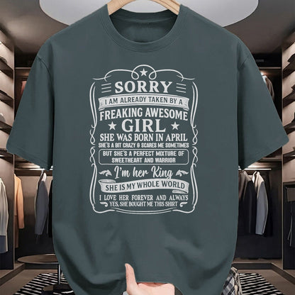 Best Husband Shirt, Wife and Husband Unisex T-Shirt/Hoodie/Sweatshirt HLT00 - I Am Already Taken by Freaking Awesome Girl Born in April T-Shirt