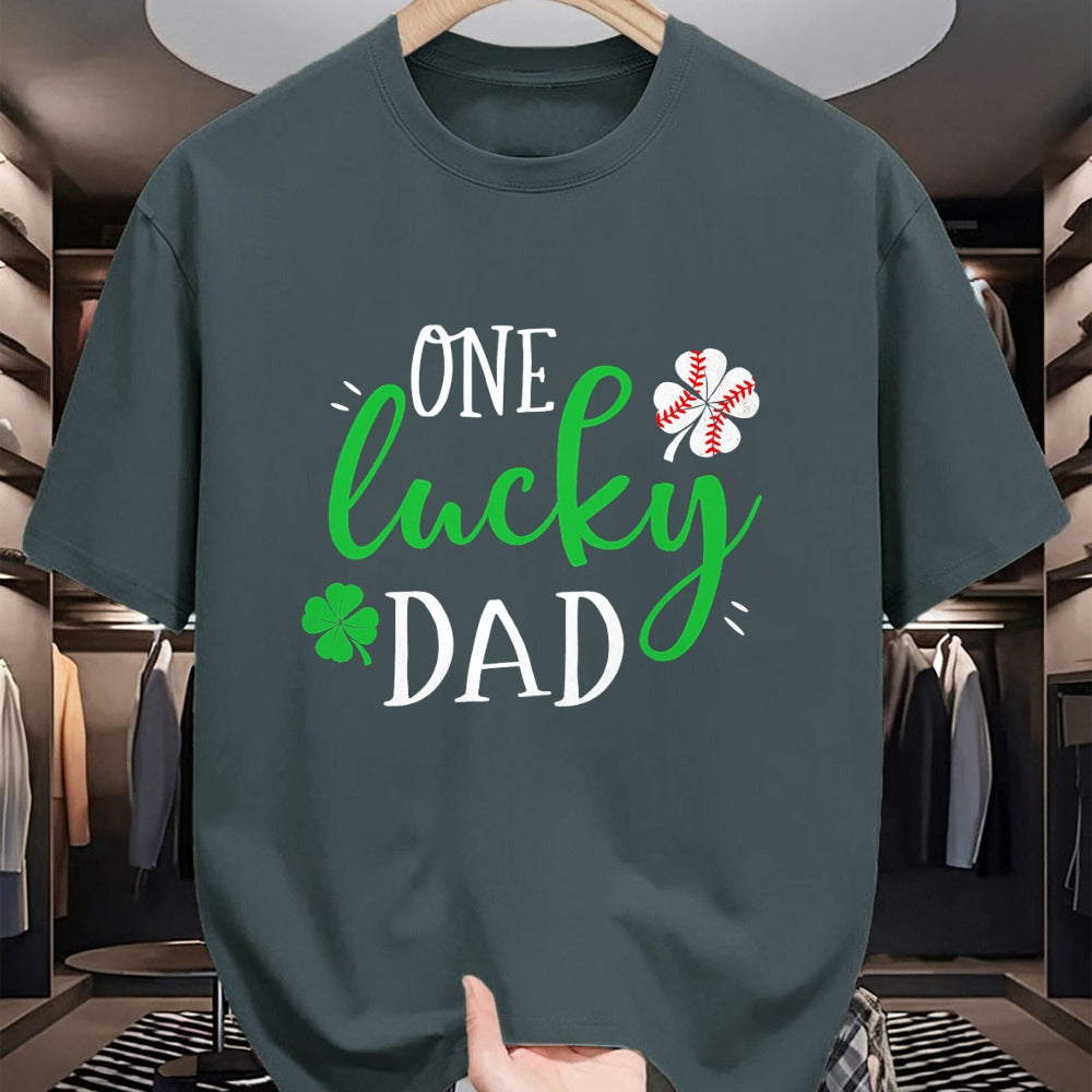 Gift for Dad Shirt, Funny Dad Unisex T-Shirt/Hoodie/Sweatshirt HLT00 – Mens Baseball Dad One Lucky Dad Tee Vintage St Patrick Day Father T-Shirt