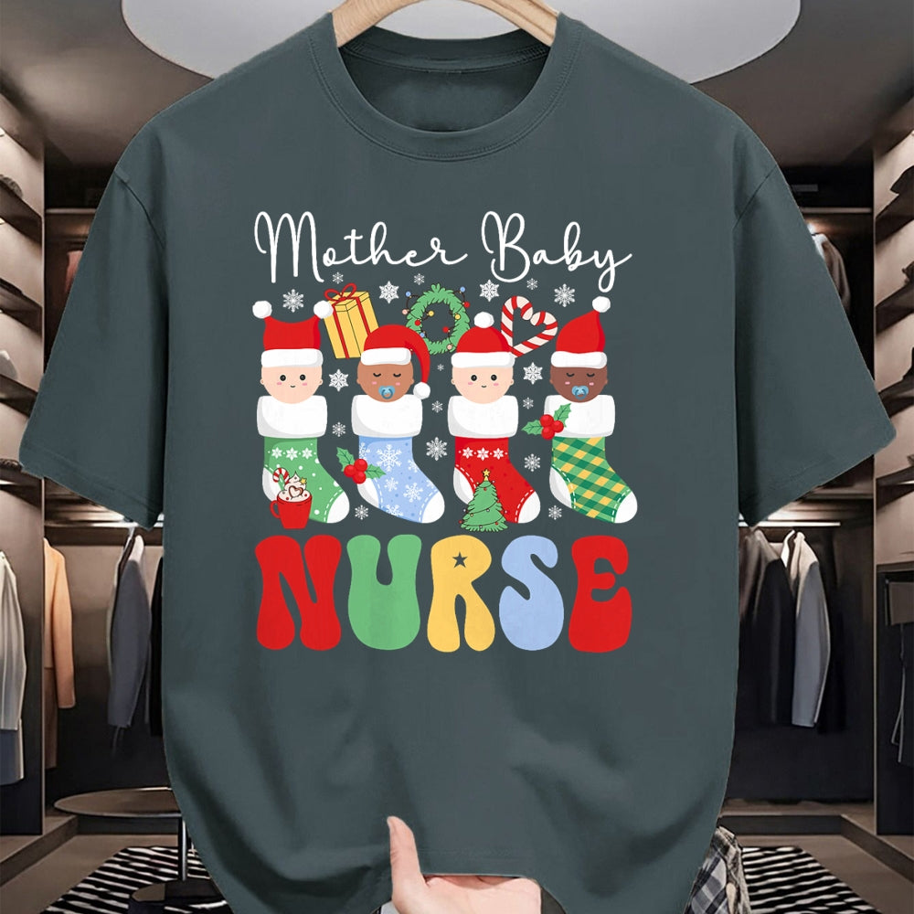 Funny Nurse Shirt, Nurse Unisex T-Shirt/Hoodie/Sweatshirt HLT00 - Mother Baby Nurse Christmas Professional Baby Wrapper T-Shirt
