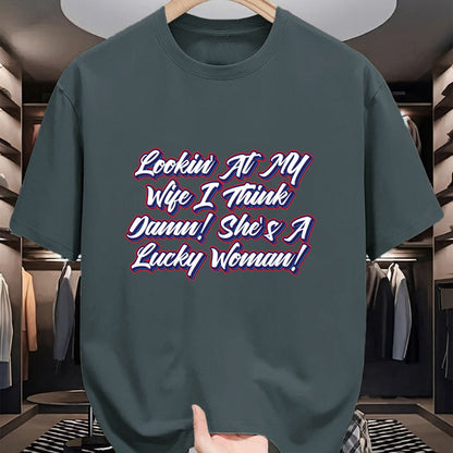 Best Wife Shirt, Wife and Husband Unisex T-Shirt/Hoodie/Sweatshirt HLT00 - Gift for wife T shirt, lucky wife   Funny Teaser Shirts - My Wife Is A Lucky Woman T-Shirt