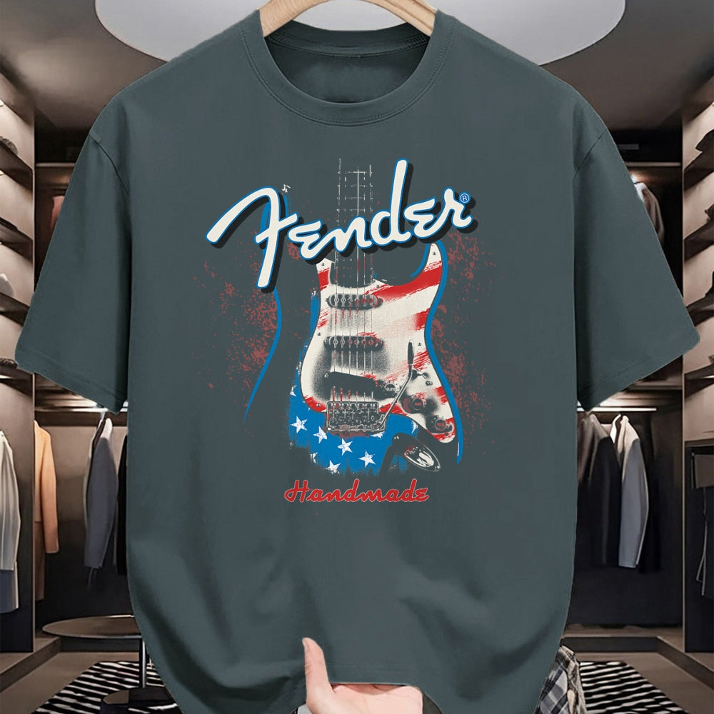 Guitar Lover Shirt, Funny Guitar UnisexT-Shirt/Hoodie/Sweatshirt HLT00 - Fender Handmade Guitars 4th of July American Flag T-Shirt