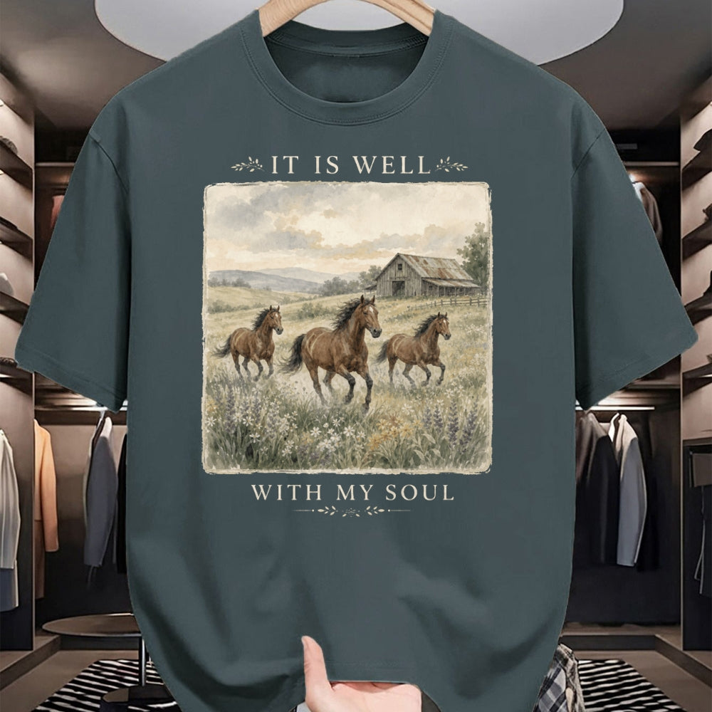 Best Horse Lover Shirt , Funny Horse UnisexT-Shirt/Hoodie/Sweatshirt HLT00 - It is Well with My Soul Horse Watercolor Christian Long Sleeve T-Shirt