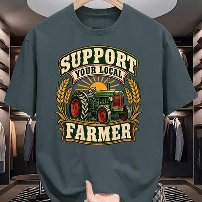 Best Farmer Life Shirt, Funny Farmer UnisexT-Shirt/Hoodie/Sweatshirt HLT00 - Support Your Local Farmer Vintage Tractor Wheat Sunrise Farm T-Shirt