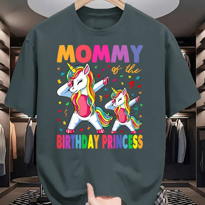 Gift for Mom Shirt, Funny Mom Unisex T-Shirt/Hoodie/Sweatshirt HLT00 - Mommy of the Birthday Princess Girl Dabbing Unicorn Mom T-Shirt