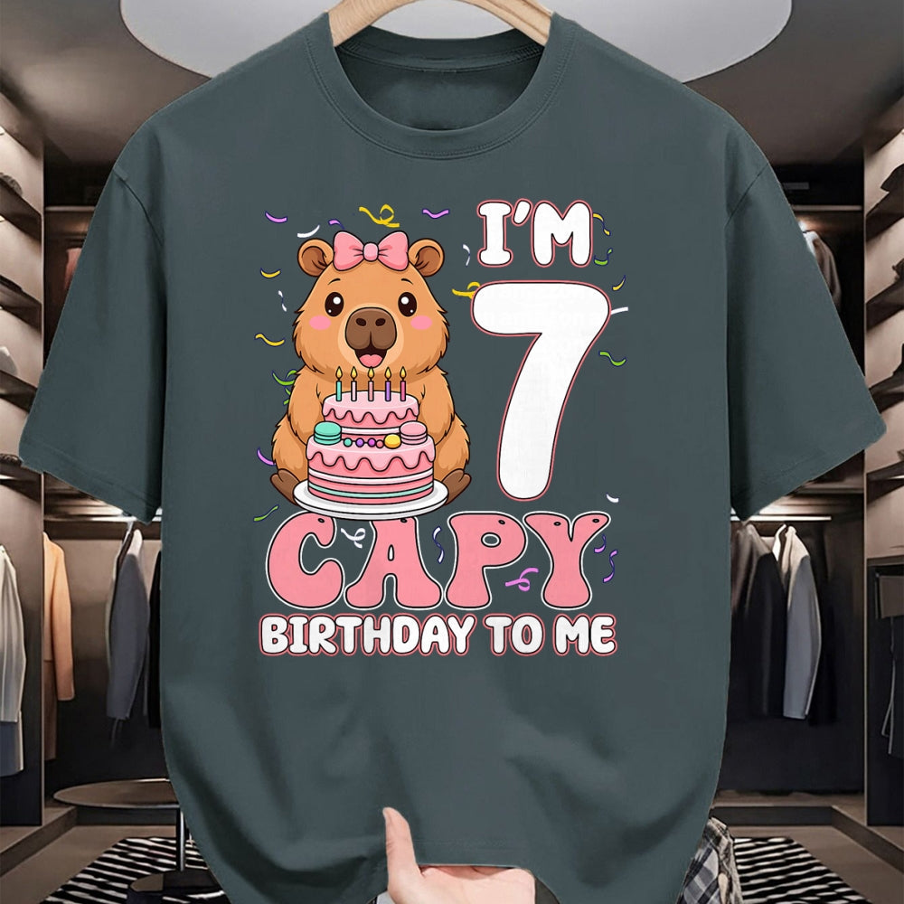 Cute Capybara Shirt, Funny Capybara UnisexT-Shirt/Hoodie/Sweatshirt HLT00 - 7 Years Old Capy Birthday to Me 7th Birthday Capybara Girl T-Shirt