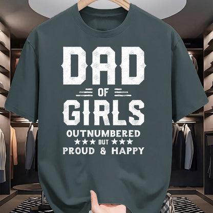 Gift for Dad Shirt, Funny Dad Unisex T-Shirt/Hoodie/Sweatshirt HLT00 – Dad Of Girls Outnumbered But Proud, Father Shirts for Men T-Shirt