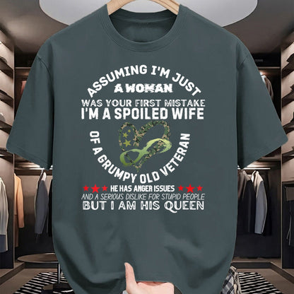 Best Wife Shirt, Wife and Husband Unisex T-Shirt/Hoodie/Sweatshirt HLT00 - Gift for wife T shirt, spoiled wife   Womens Husband Wife I'm A Spoiled Wife Of A Grumpy Old Veteran