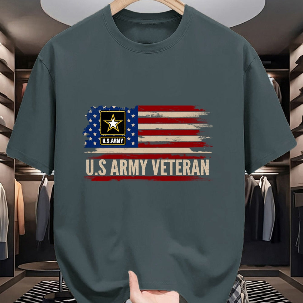 Proud Veteran Shirt, Funny Veteran UnisexT-Shirt/Hoodie/Sweatshirt HLT00 - Vintage U.S Army Veteran with American Flag Veteran Gift Long Sleeve T-Shirt