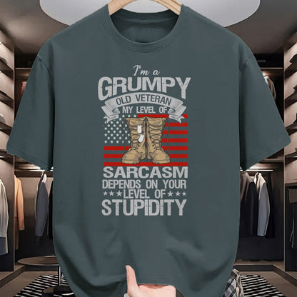 Proud Veteran Shirt, Funny Veteran UnisexT-Shirt/Hoodie/Sweatshirt HLT00 - I_m A Grumpy Old Veteran Funny Army US Flag Grandpa T-Shirt