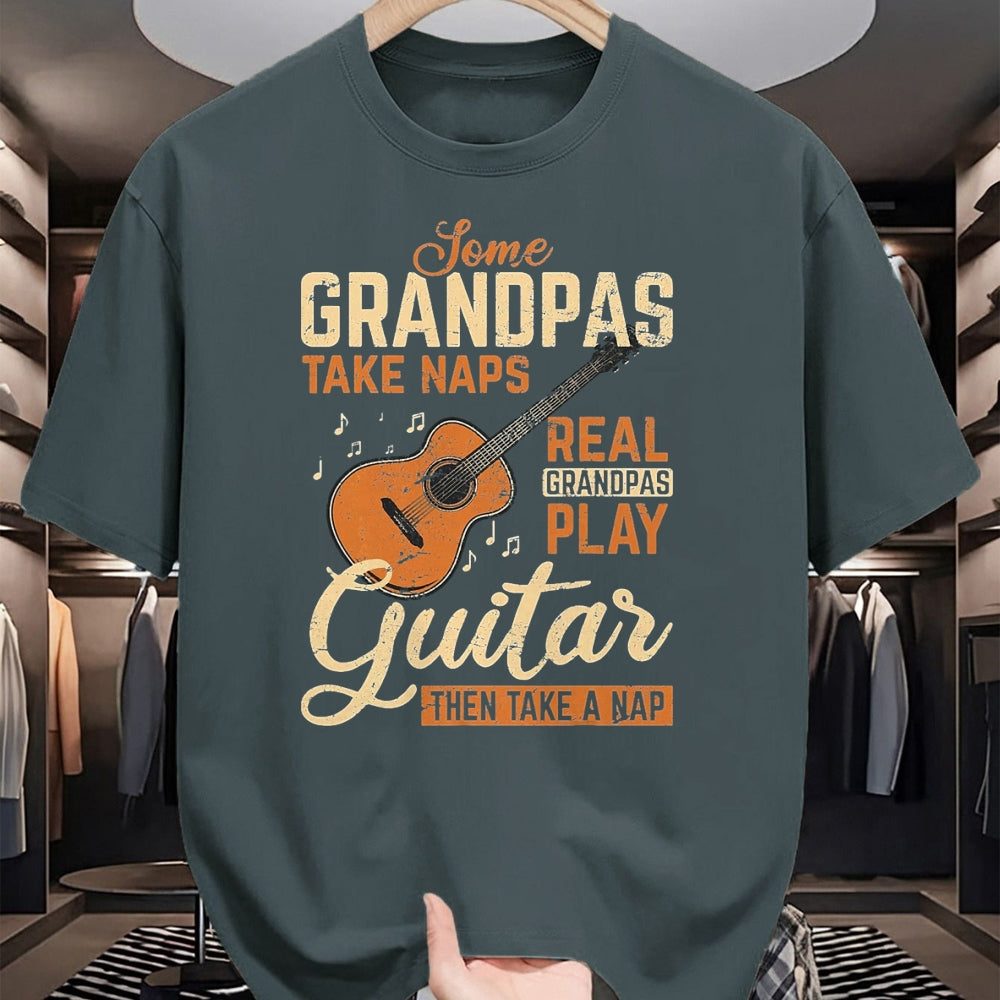 Guitar Lover Shirt, Funny Guitar UnisexT-Shirt/Hoodie/Sweatshirt HLT00 - Real Grandpas Play Guitar Then Take Nap Funny Guitarist T-Shirt, Men, Black, 3X-Large