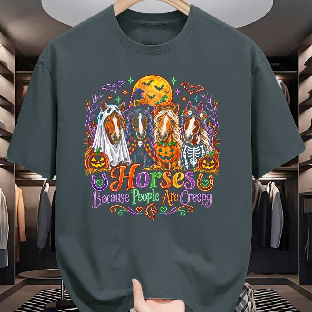 Best Horse Lover Shirt , Funny Horse UnisexT-Shirt/Hoodie/Sweatshirt HLT00 - Horses Because People are Creepy Funny Halloween Horse Lover Performance T-Shirt