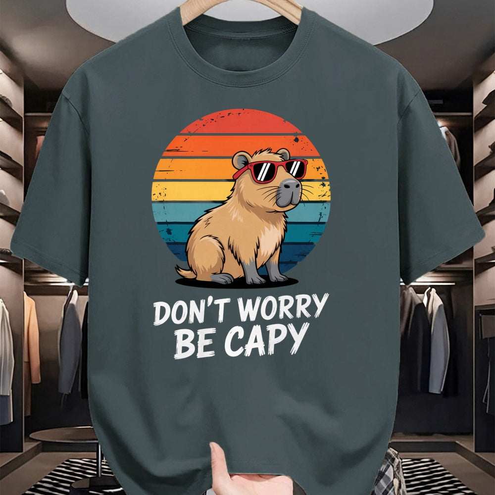 Cute Capybara Shirt, Funny Capybara Unisex T-Shirt/Hoodie/Sweatshirt HLT00 - Don_t Worry Be Capy Relaxed Capybara Lovers Summer Vibes T-Shirt