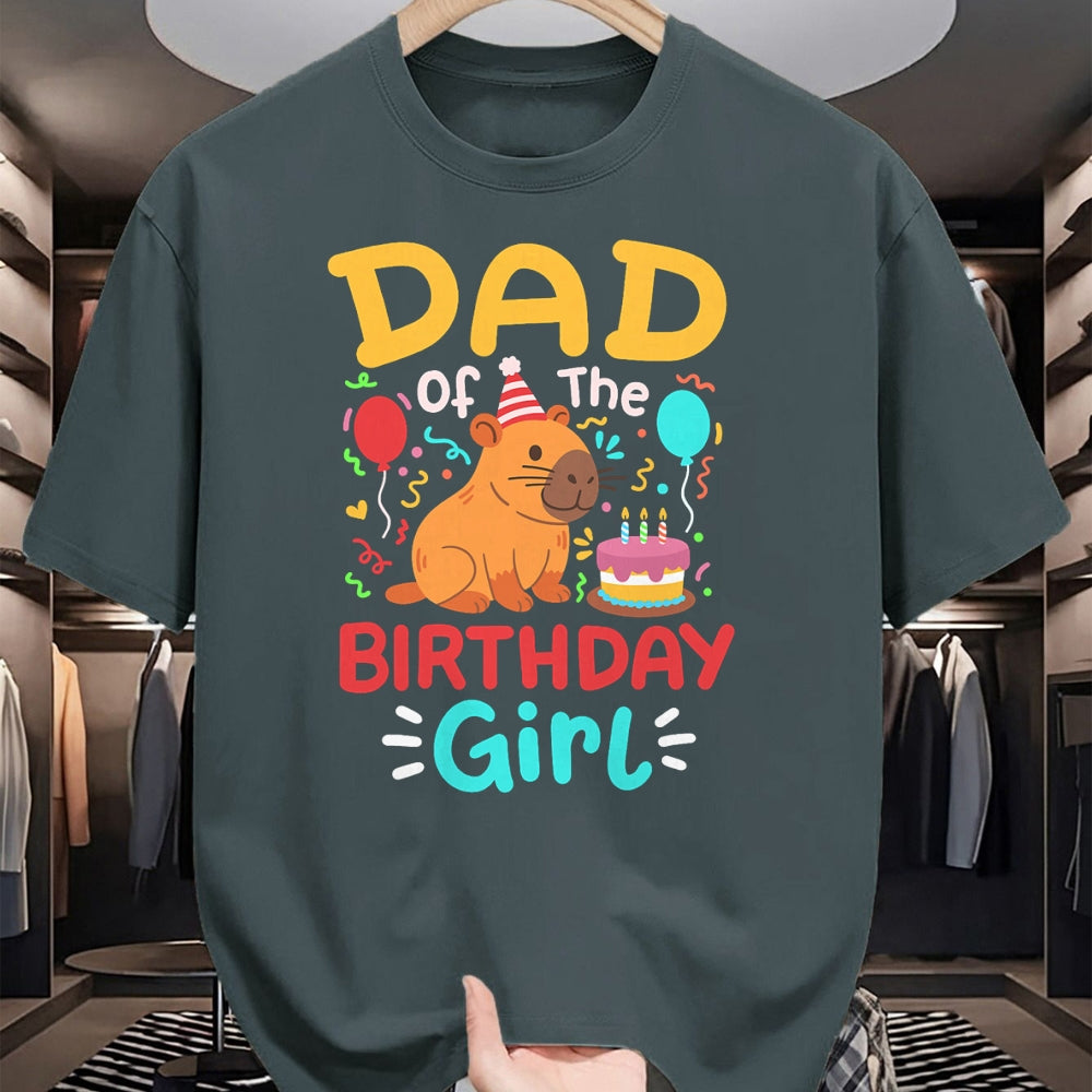 Cute Capybara Shirt, Funny Capybara Unisex T-Shirt/Hoodie/Sweatshirt HLT00 - Dad of The Birthday Girl Kids Cute Capybara Bday Family T-Shirt