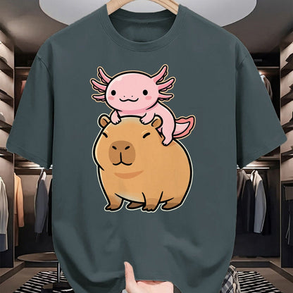 Cute Capybara Shirt, Funny Capybara Unisex T-Shirt/Hoodie/Sweatshirt HLT00 - Capybara Axolotl Kawaii Animal T-Shirt