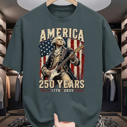 Guitar Lover Shirt, Funny Guitar UnisexT-Shirt/Hoodie/Sweatshirt HLT00 - Vintage George Washington Playing Guitar 250 Years America T-Shirt, Men, Black, 3X-Large