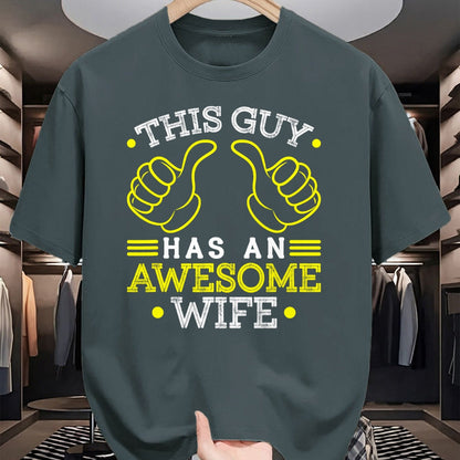 Best Wife Shirt, Wife and Husband Unisex T-Shirt/Hoodie/Sweatshirt HLT00 - This Guy Has An Awesome Wife Gift For Husband Funny Gift T-Shirt