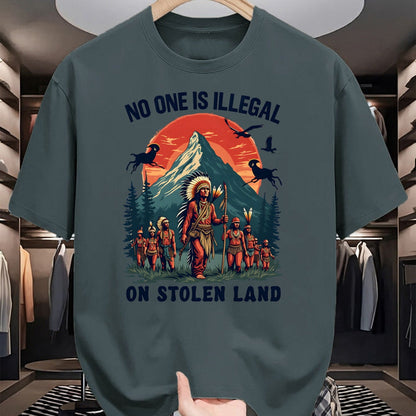 Native American T-Shirts, Vintage Native American Unisex T-Shirt/Hoodie/Sweatshirt HLT00 - Native Americans No One Is Illegal on Stolen Land
