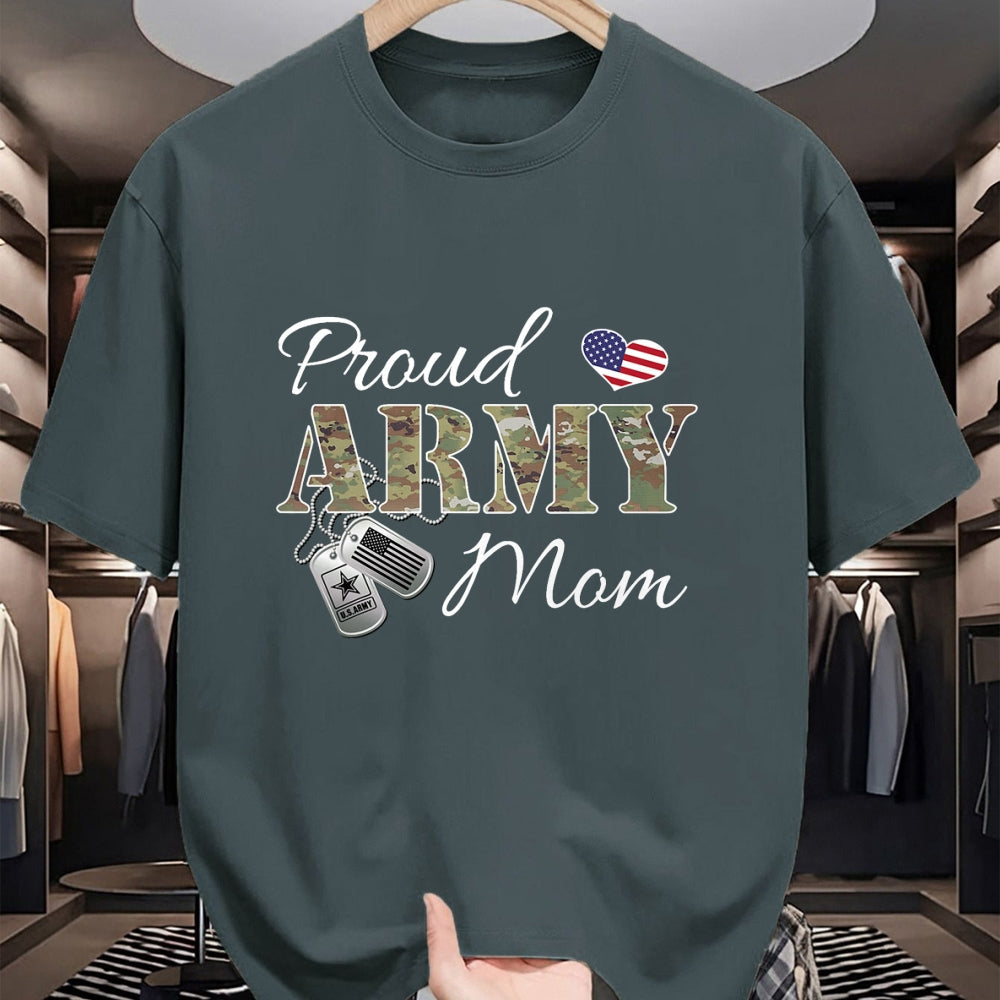 Gift for Mom Shirt, Funny Mom Unisex T-Shirt/Hoodie/Sweatshirt HLT00 - Pride Military Mom with Dog Tag US Flag T-Shirt