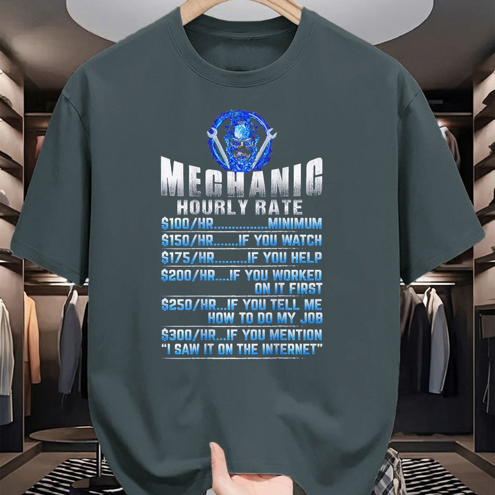 Best Mechanic Life Shirt, Funny Mechanic UnisexT-Shirt/Hoodie/Sweatshirt HLT00 - Mechanic Hourly Rate Skull (on Back) T-Shirt