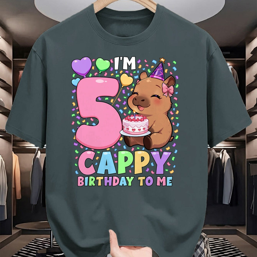 Cute Capybara Shirt, Funny Capybara UnisexT-Shirt/Hoodie/Sweatshirt HLT00 - Capybara Birthday Shirt 5 Kawaii Girl Capybara 5th Birthday T-Shirt