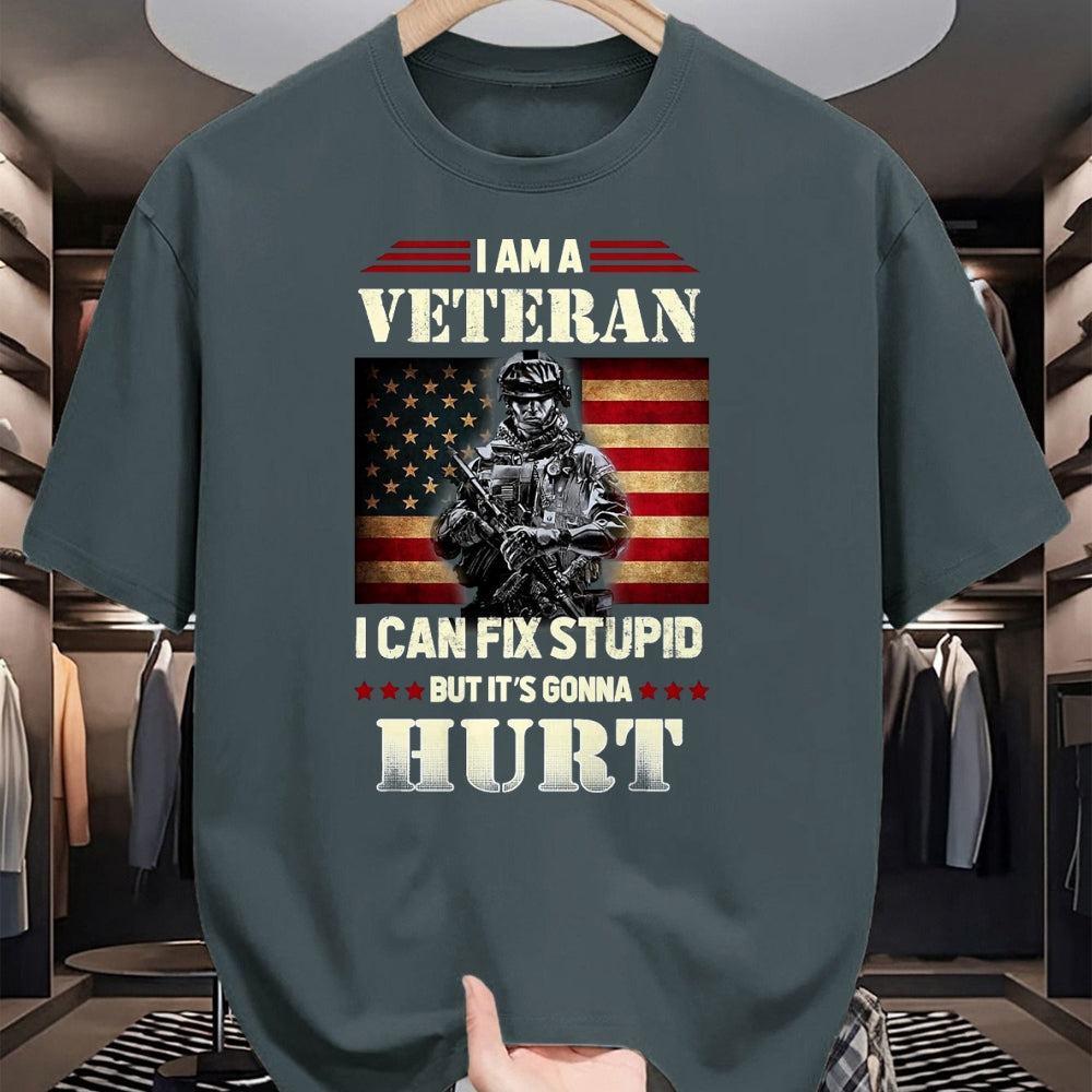 Proud Veteran Shirt, Funny Veteran UnisexT-Shirt/Hoodie/Sweatshirt HLT00 - Distressed I Am A Veteran I Can Fix Stupid - Veterans Day T-Shirt, Men, Black, 3X-Large